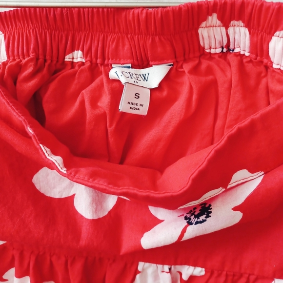 NWOT J. Crew Red White Cotton Midi Skirt Tiered Floral Flowy Stretch - Small - Picture 3 of 3